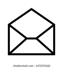 Open Email Or Message Thin Line Icon. Black Envelope Outline Icon. Editable Stroke Vector.