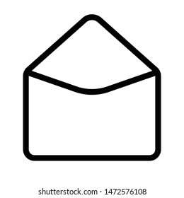 Open email or message thin line icon. Black envelope outline icon. Editable stroke vector.
