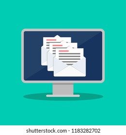 Open email on computer desktop vector