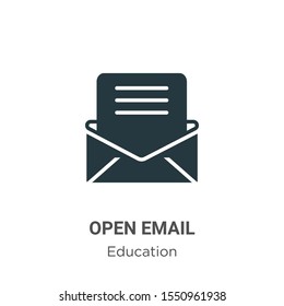 Open email vector icon on white background. Flat vector open email icon symbol sign from modern education collection for mobile concept and web apps design.