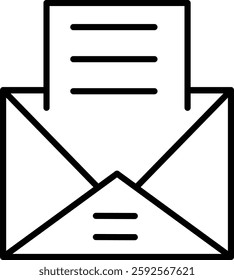 Open Email Vector Line Icon Design