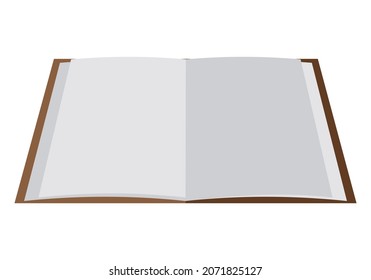 Open and empty book on white background.