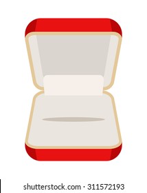 Open an empty box for jewelry. Beautiful red case for rings or earrings. Vector illustration
