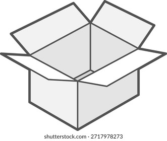 Um ícone de caixa de papelão vazio aberto isolado no fundo branco