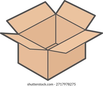 Um ícone de caixa de papelão vazio aberto isolado no fundo branco