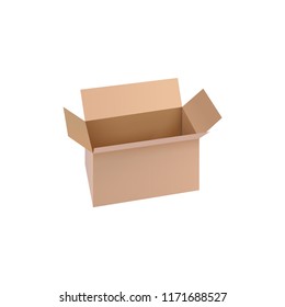 Open Empty Cardboard Box Isolated on White Background