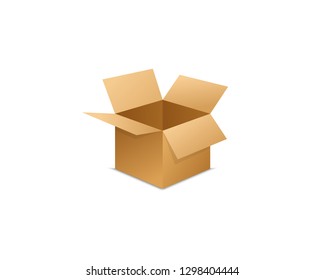 An Open Empty Cardboard Box Isolated on White Background, EPS 10, top view.