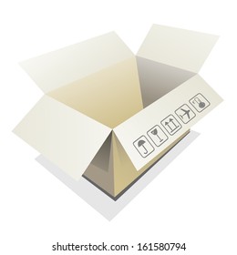 open empty cardboard box isolated on white background. vector