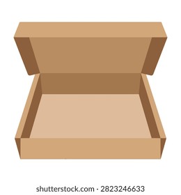 An open empty cardboard box isolated on a clean white background. Perfect for product packaging, shipping, logistics, moving, delivery, and branding concepts.