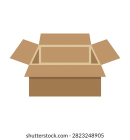 An open empty cardboard box isolated on a white background. Perfect for logistics, moving, e-commerce, delivery, storage, and retail packaging concept imagery.