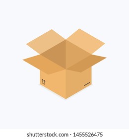 Open Empty Cardboard Box Isometric Color Icon
