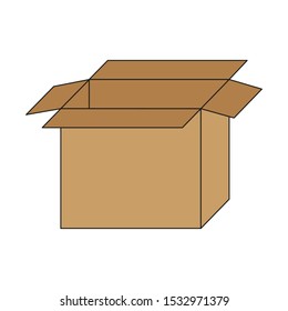 Open empty cardboard box on a white background