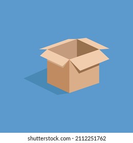 open and empty cardboard box, vector art