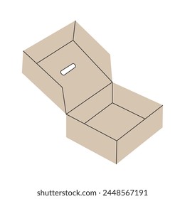 Open empty cardboard box. Vector illustration