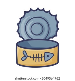 Open Empty Fish Can or Tin as Cat Food Vector Illustration