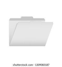 Open empty gray tabbed file folder, realistic vector mock-up.
