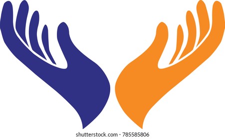 Open empty hands vector. Concept for shelter, care or protection