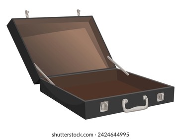 Open empty isometric suitcase vector illustration