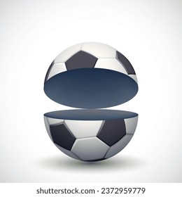 Open empty soccer ball. Mockup isolated on white background. Stock vector illustration