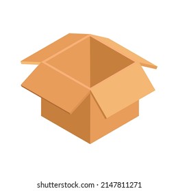 Open Empty Squared Cardboard Box Parcel Sending Received Minimalist 3d Icon Vector Illustration. Isometric Storage And Carrying Container Mail Delivery Moving Shipment Service Remotely Correspondence