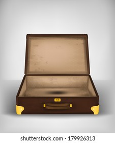 Open Empty Travel Suitcase Transport Concept Vector Illustration