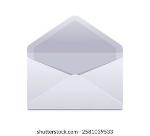 Open empty white envelope on isolated background. Vector realistic illustration