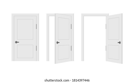 Open end closed door. Interior design. Business concept. Front view. Home office concept. Business success.