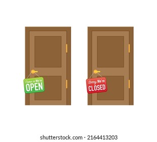 Open end closed door. Interior design. Business concept. Front view. Home office concept. Business success