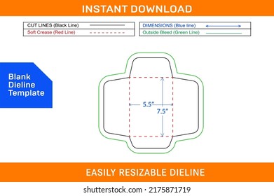 Open End Small Size Envelope Or Catalog Envelope 5.5x7.5 Inch Die Cut Template 