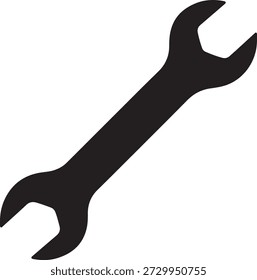 Open end spanner silhouette icon for mechanical adjustment and repair tasks