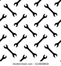 Open End Wrench Icon Seamless Pattern, Spanner Seamless Pattern Vector Art Illustration