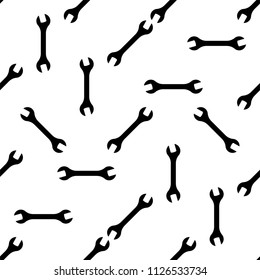 Open End Wrench Icon Seamless Pattern, Spanner Seamless Pattern Vector Art Illustration