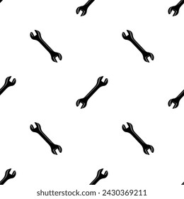 Open End Wrench Icon Seamless Pattern, Spanner Seamless Pattern Vector Art Illustration