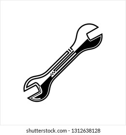 Open End Wrench Icon, Spanner Vector Art Illustration