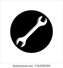 Open End Wrench Icon, Spanner Vector Art Illustration