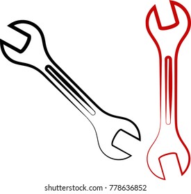 Open End Wrench Icon, Spanner Vector Art Illustration