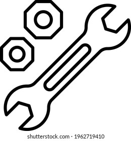 Llave de cierre abierta con par de pernos Concepto, piezas de repuesto Diseño de iconos vectores, Servicio de vehículos de motor y taller de reparación de automóviles Símbolo, Piezas de repuesto de camiones Signo, ilustración de material mecánico automático