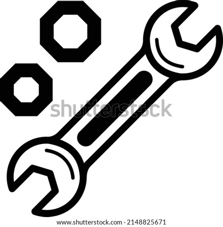 Open End Wrench with pair of bolts Concept Vector Icon Design, Motor Vehicle Service and automobile repair shop Symbol, Lorry spare parts Sign,  automotive technician equipment stock illustration