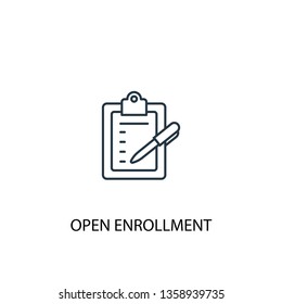 Open Enrollment concept line icon. Simple element illustration. Open Enrollment concept outline symbol design. Can be used for web and mobile UI/UX