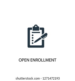 Open Enrollment Icon. Simple Element Illustration. Open Enrollment Concept Symbol Design. Can Be Used For Web And Mobile.