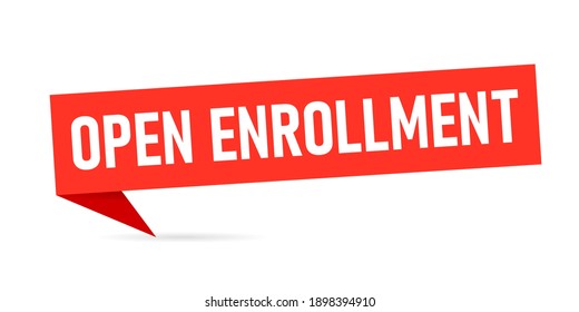 Open enrollment origami banner icon. Clipart image isolated on white background.