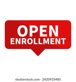 Open Enrollment Text In Red Rectangle Shape For Promotion Business Marketing Social Media Information Announcement
