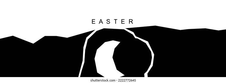 Open entrance to the tomb. Easter illustration.