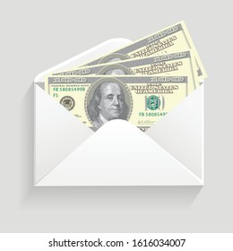 Open Envelope And 100 Dollar Bills Cash