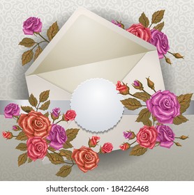 Open envelope and beautiful flowers 