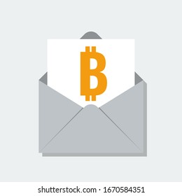 open envelope with bitcoin symbol