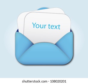 open envelope and blank brightl letter. vector illustration
