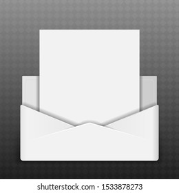 Open envelope with blank paper. Vector
