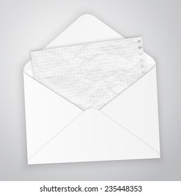 Open envelope with blank, vector illustration