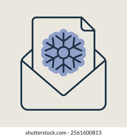 Open envelope and card merry Christmas vector icon. Winter sign. Graph symbol for event and holiday web site and apps design, logo, app, UI